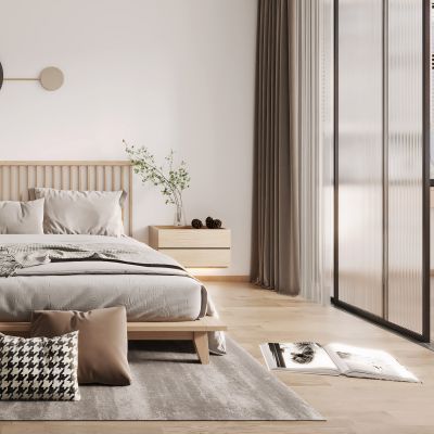 日式家居卧室，现代卧室，原木卧室，