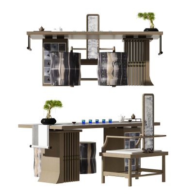 新中式书桌椅组合