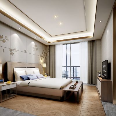 新中式别墅主卧室