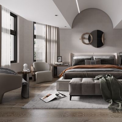 现代卧室，卧室