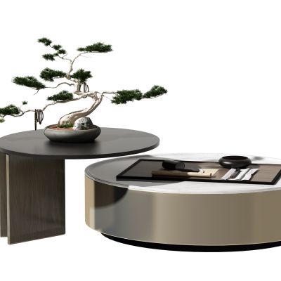 新中式茶几 盆景摆件