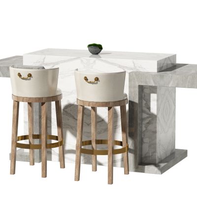 新中式吧台吧椅组合