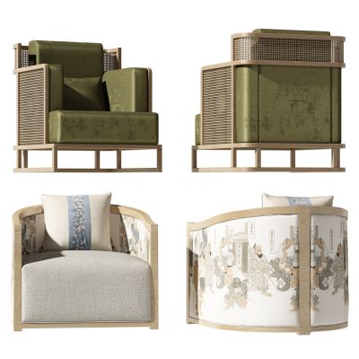 新中式单人沙发