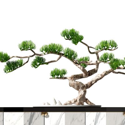 新中式玄关柜 植物摆件