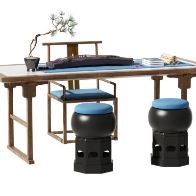 新中式书桌椅组合