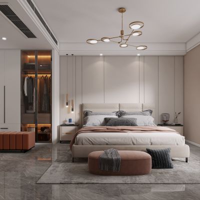 现代卧室，卧室