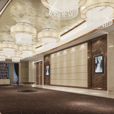 现代奢华酒店宴会前厅过道