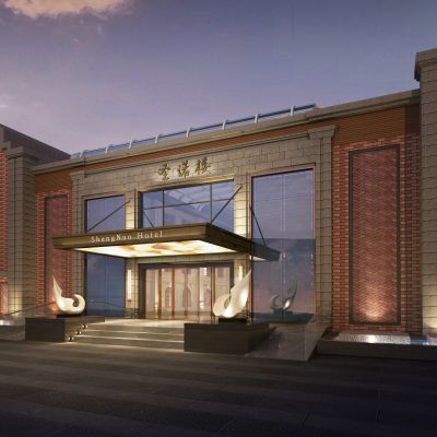 复古红砖酒店建筑外观