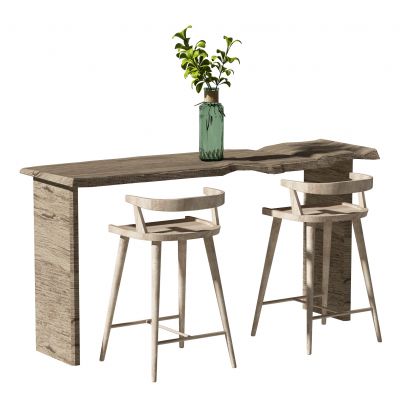 新中式吧台吧椅组合