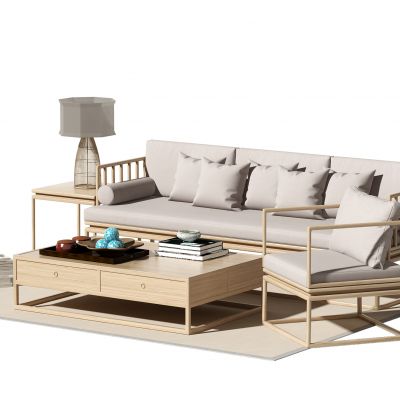 新中式沙发茶几组合