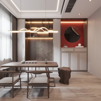 新中式书房，书房，