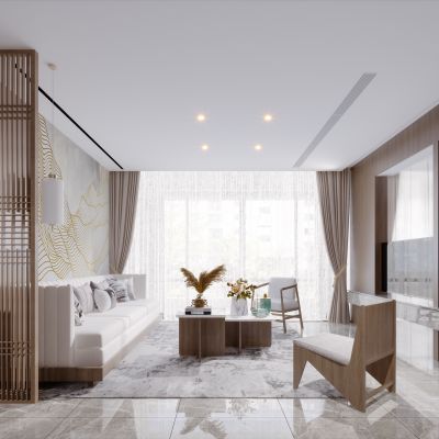 新中式现代简约轻奢风格客厅