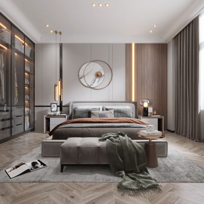 现代卧室，卧室