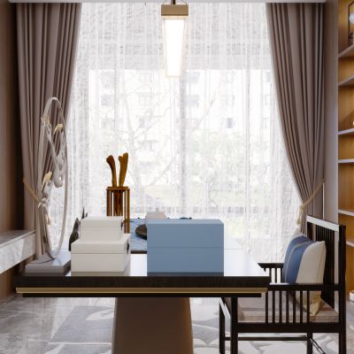 新中式现代简约轻奢风格书房