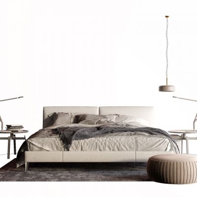 现代布艺床