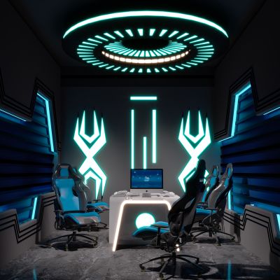 现代科幻电竞网咖游戏包厢