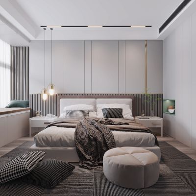 现代卧室，卧室