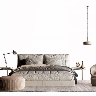 现代布艺床
