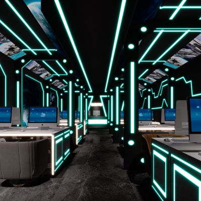 现代科幻电竞游戏网咖卡座区