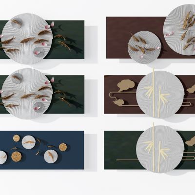 新中式鱼群祥云墙饰挂件