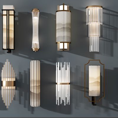 现代新中式轻奢金属水晶壁灯