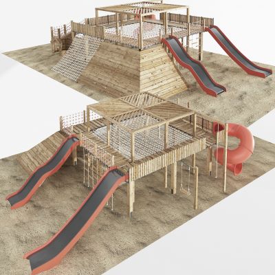 现代户外游乐场攀爬滑梯
