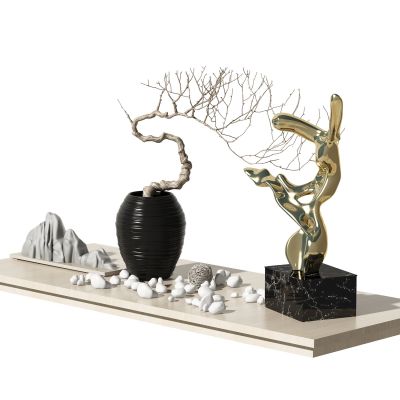 新中式干枝雕塑摆件