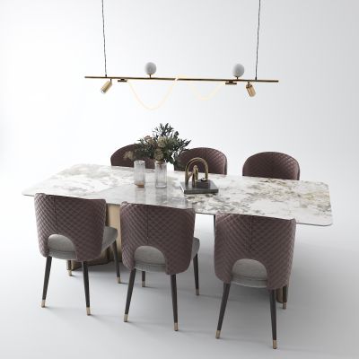 现代餐桌 皮革椅