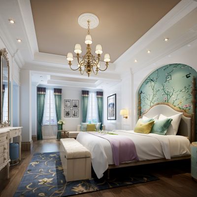 现代法式主卧室客房
