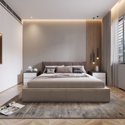 现代卧室，卧室