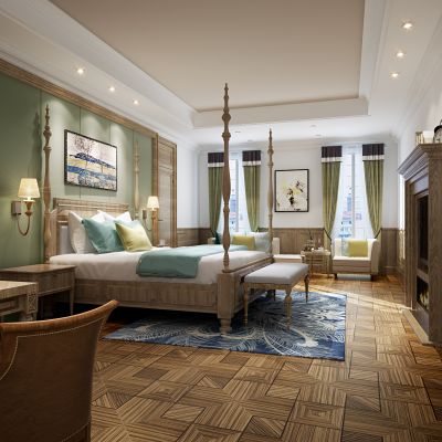 现代美式田园卧室