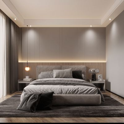现代卧室，卧室