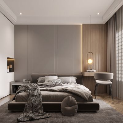 现代卧室，卧室