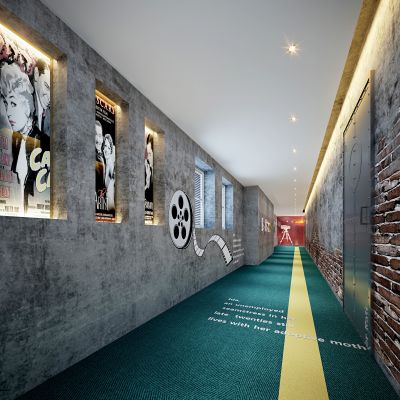 现代个性工业风酒店过道