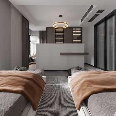 现代卧室，卧室，