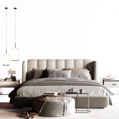 现代双人床 布艺床