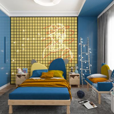 现代儿童床组合，儿童房