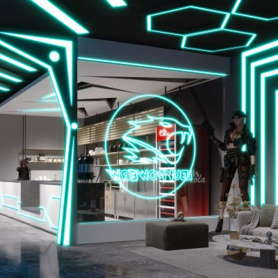 现代科幻电竞网咖游戏接待前台