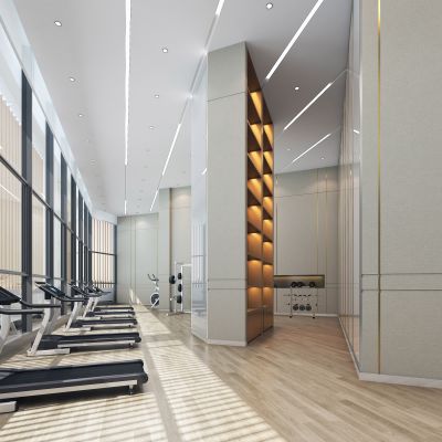 健康活动中心，健身房，健身器材3D模型