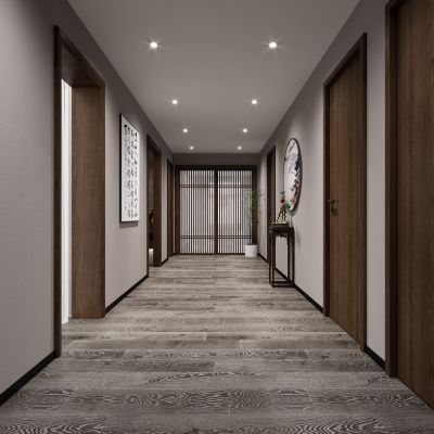 新中式酒店过道，新中式过道，过道，
