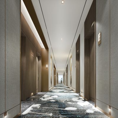 新中式酒店宾馆客房走道