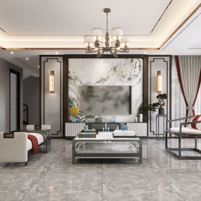 新中式客厅，客厅，