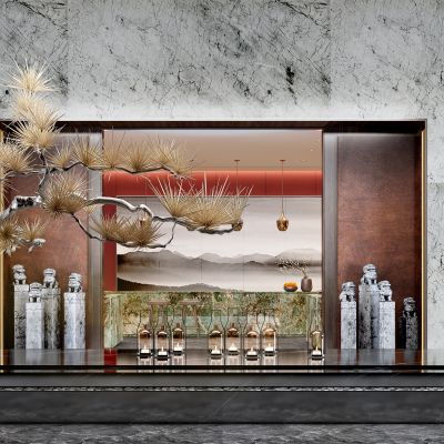 新中式大堂水景