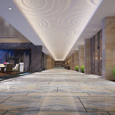 新中式会所玄关过道