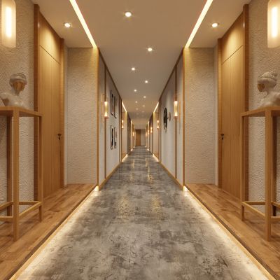 新中式过道，过道，棋牌室过道，