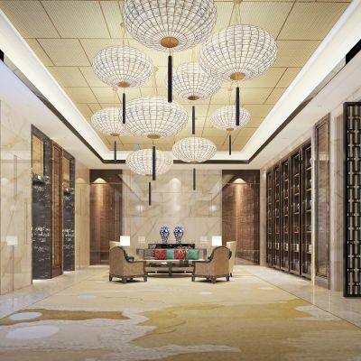 现代酒店大堂入口前厅