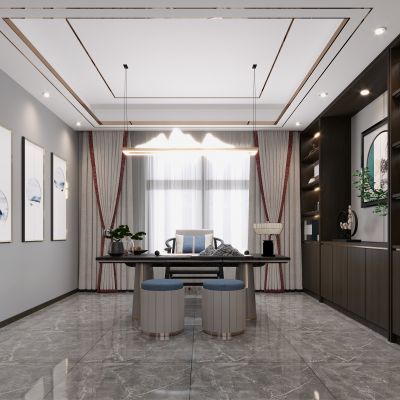 新中式茶室，茶室，茶台，