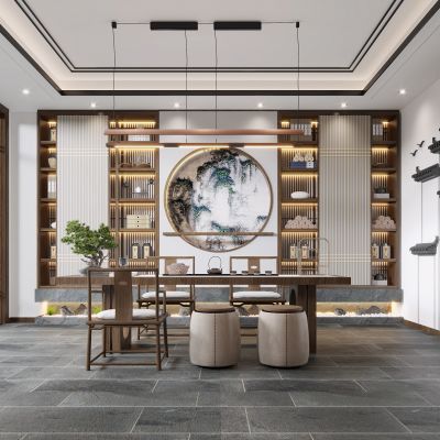 新中式茶馆，新中式茶楼，茶室，茶桌，