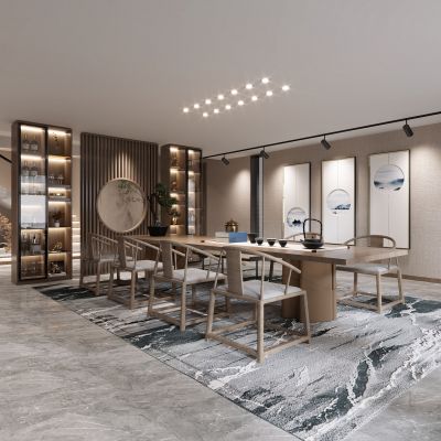 新中式茶室，茶室，茶台，