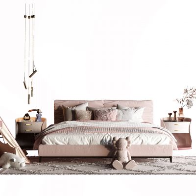 简欧布艺床 女孩床